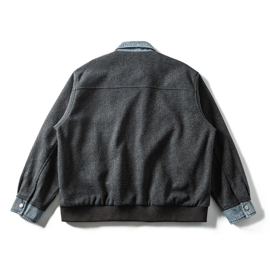Herren Kurzer Wollmix‑Blouson im Bomberstil mit Denim‑Kragen und Pattentaschen Shop Nory