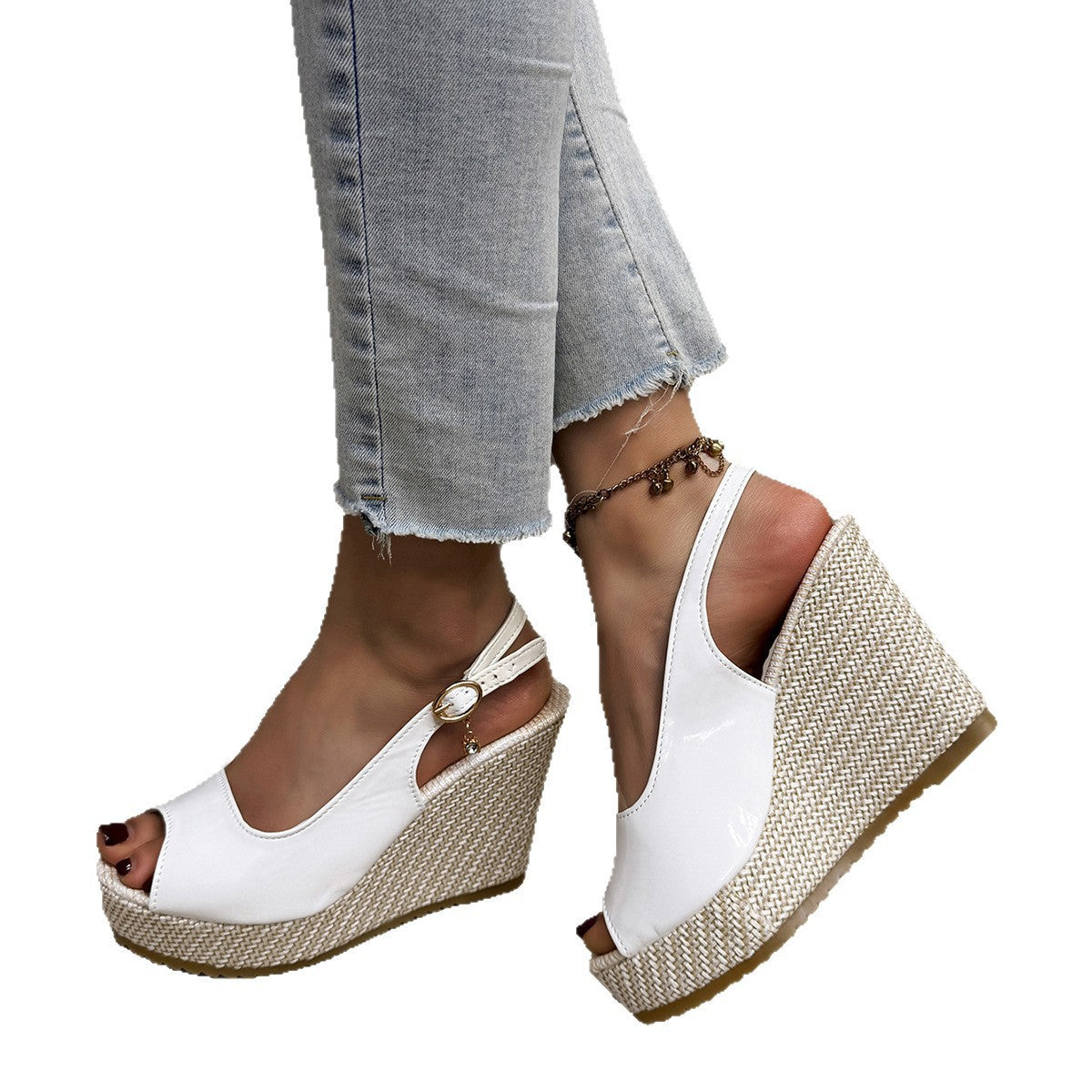 Damen Wedge-Pantoletten mit dekorativem Riemendesign und komfortabler Sohle