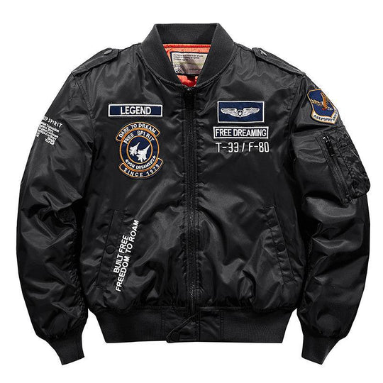 Herren Aviator-Bomberjacke im Military-Look mit gestepptem Thermofutter und Schulterpatches Shop Nory