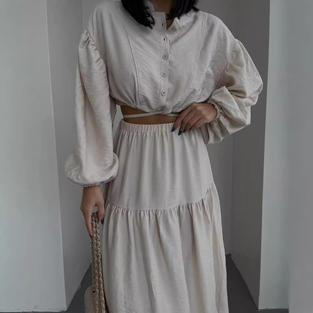 Damen Zweiteiliges Boho-Set mit Cropped-Bluse und Maxirock mit Schlitz Shop Nory