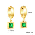 Damen Hängende Ohrstecker mit grünem Kristallanhänger aus goldplattiertem Edelstahl Shop Nory