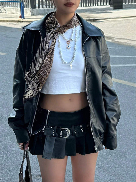 Damen Elegante und lässige Kunstlederjacke