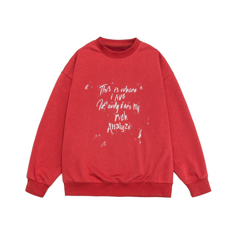 Unisex Lockeres Oversize-Sweatshirt mit verwaschenem Script‑Print, gerippten Bündchen und Relaxed‑Fit Shop Nory