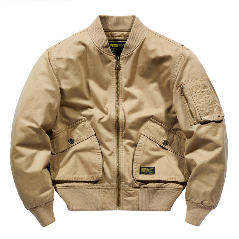 Herren Kurzgeschnittene Canvas-Bomberjacke im Utility‑Field‑Stil mit Taschenorganizer Shop Nory