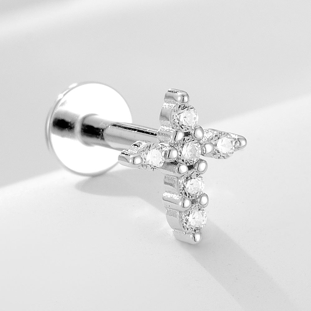 Opalbesetzter Tropfen-Labretpiercing Aus Edelstahl