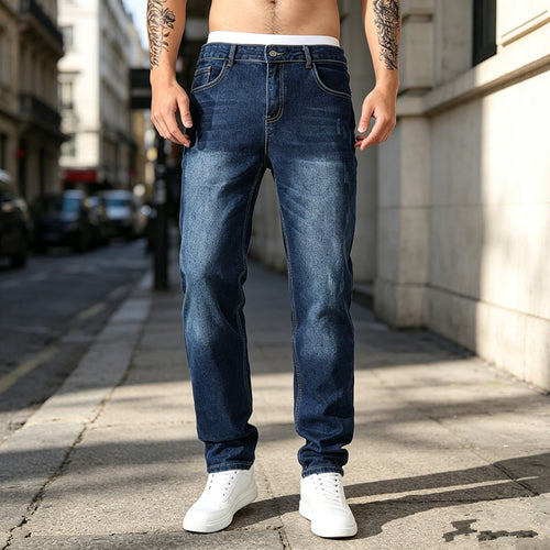 Herren Elegante Slim-Fit Jeans mit modischem Used-Look Shop Nory