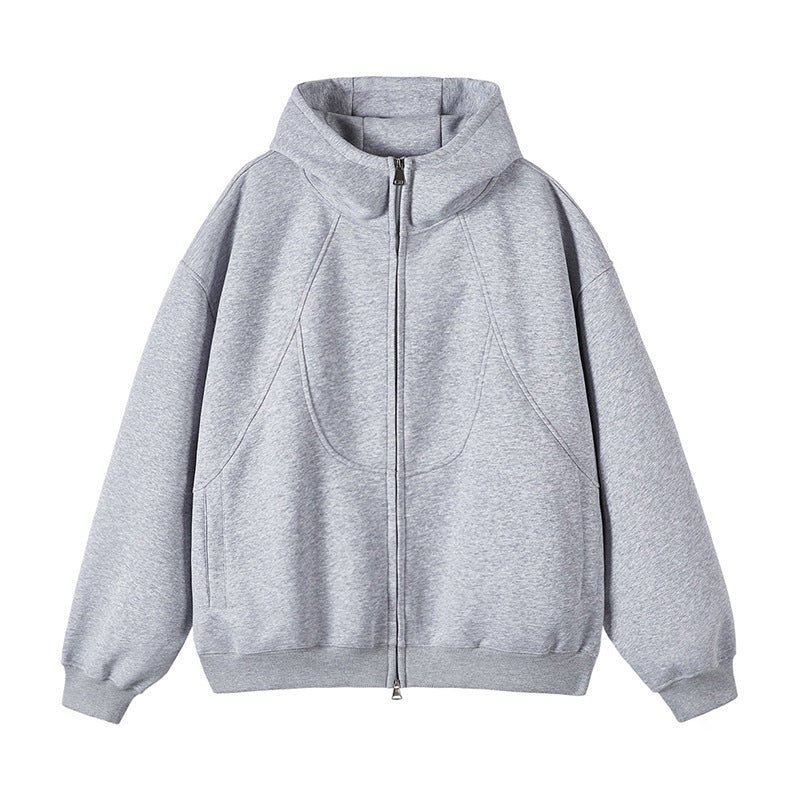 Unisex Oversize-Kapuzen-Sweatjacke mit hohem Stehkragen und durchgehendem Reißverschluss Shop Nory