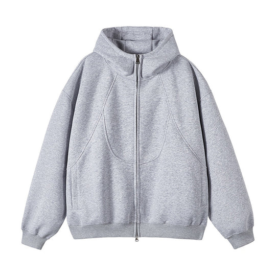 Unisex Oversize-Kapuzen-Sweatjacke mit hohem Stehkragen und durchgehendem Reißverschluss Shop Nory