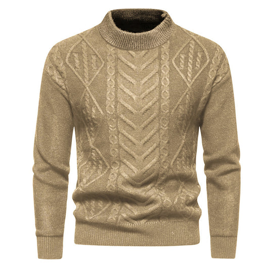 Herren Strukturierter Mockneck-Strickpullover mit Zopf- und Chevron-Muster Shop Nory