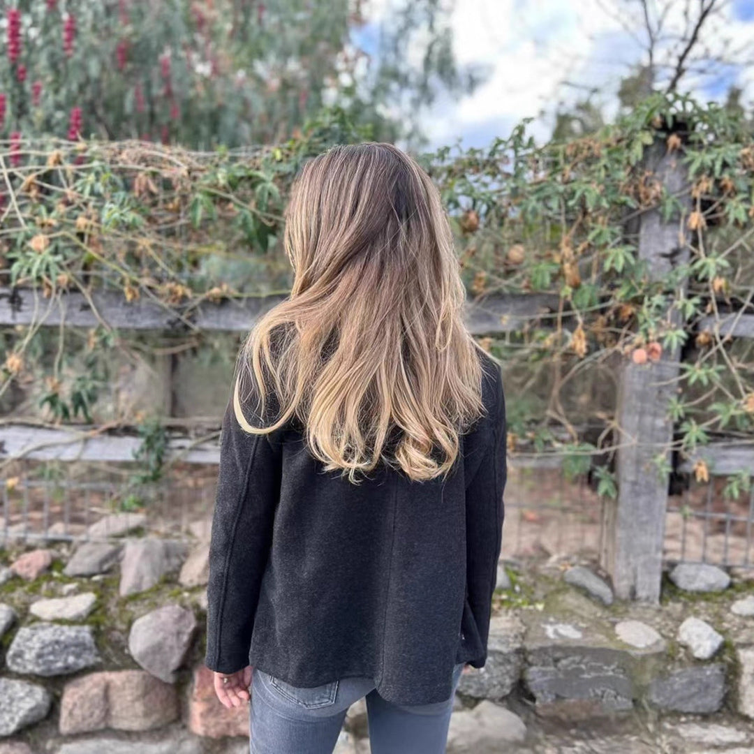 Damen Kurzer Wollmix-Mantel mit großem Schalkragen, doppelreihiger Knopfleiste und Eingrifftaschen Shop Nory