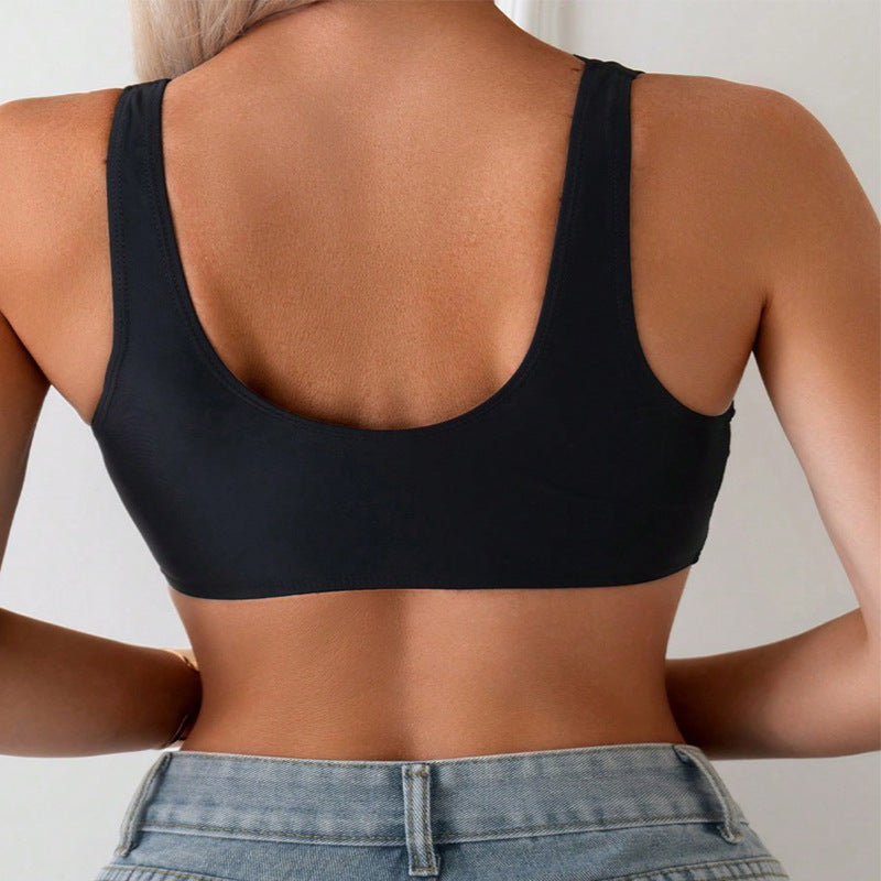 Damen Bralette mit Wellenkante und tiefem V-Ausschnitt Shopnory