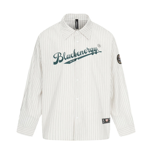 Herren Oversize-Hemdjacke im Baseball‑Inspired Stil mit Streifen, Logoprint und Abzeichenapplikationen Shop Nory