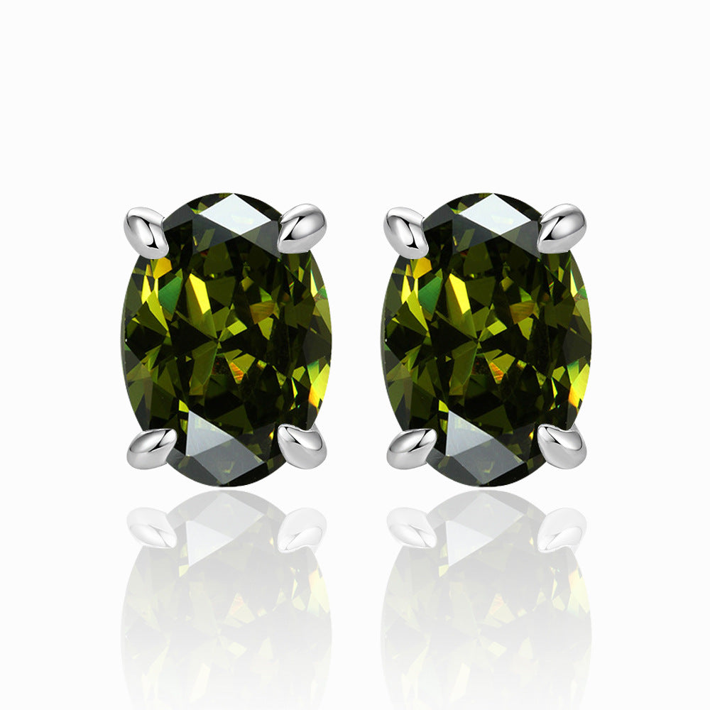 Damen Ohrstecker mit ovalem Zirkonia-Besatz und elegantem Edelstahlrahmen Shop Nory