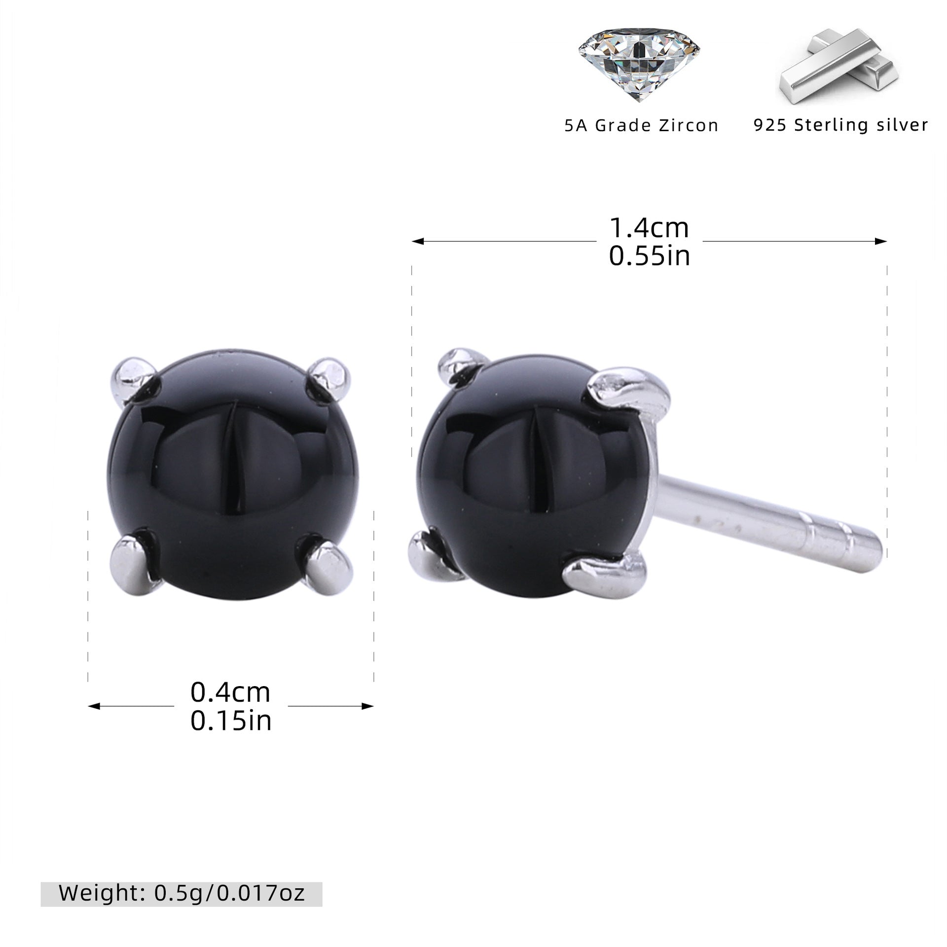 Damen Ohrstecker aus 925 Sterling Silber mit türkisfarbenem Zirkon Shop Nory