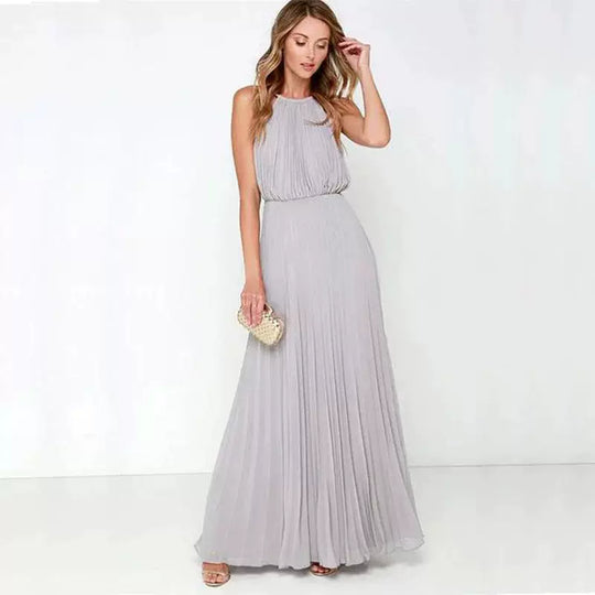 Damen Plissee-Abendkleid Rückenausschnitt Blouson-Top
