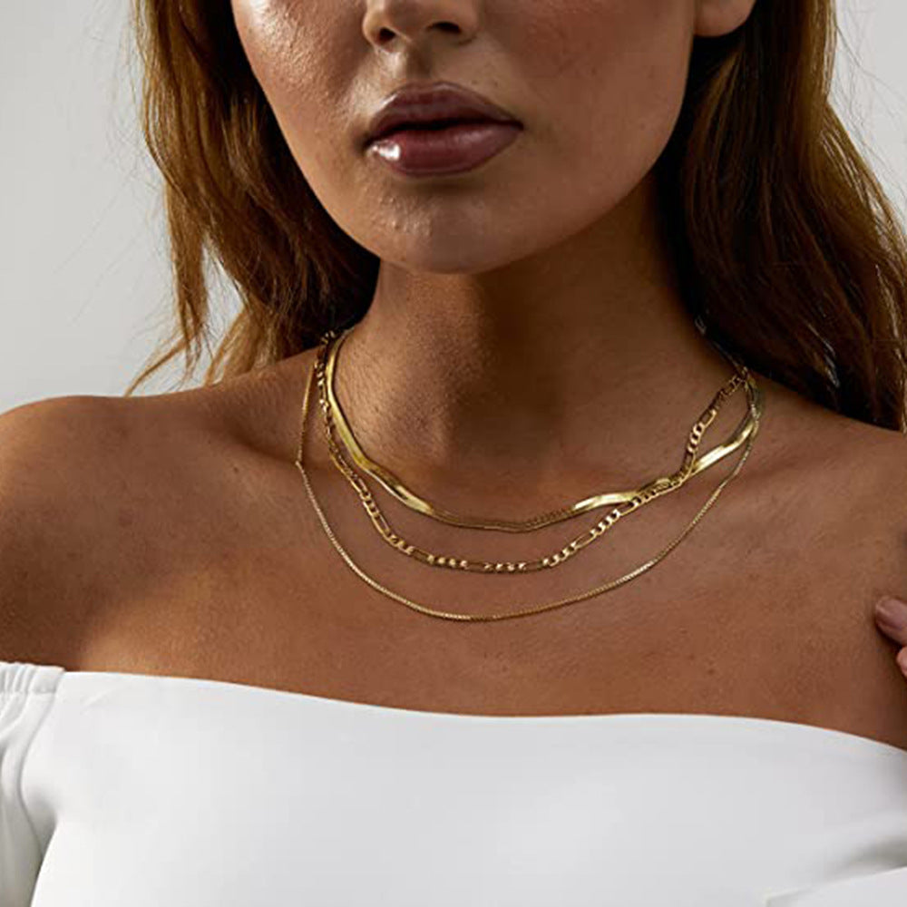Damen elegante mehrlagige Halskette aus hypoallergenem Edelstahl Shop Nory