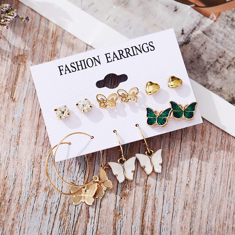 Damen Ohrringe Set mit verspielten Schmetterlings- und Herzdesigns Shop Nory