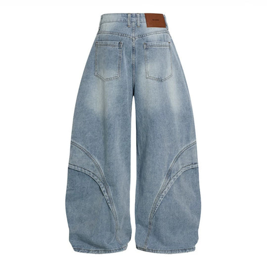 Damen Weite Hochtaillierte Ballon-Jeans mit markanten Panelnähten Shop Nory