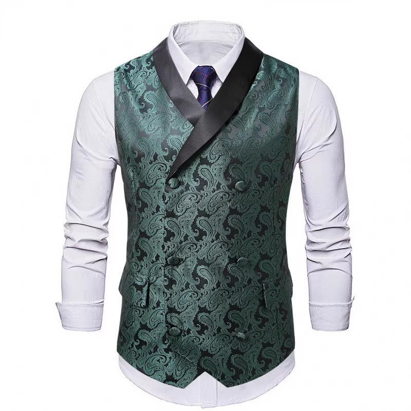 Herren Satin-Paisley-Weste mit Schalkragen und tailliertem Smoking-Look Shop Nory