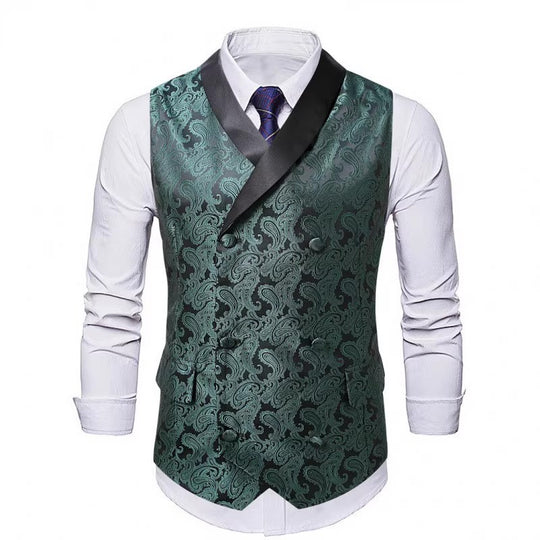 Herren Satin-Paisley-Weste mit Schalkragen und tailliertem Smoking-Look Shop Nory
