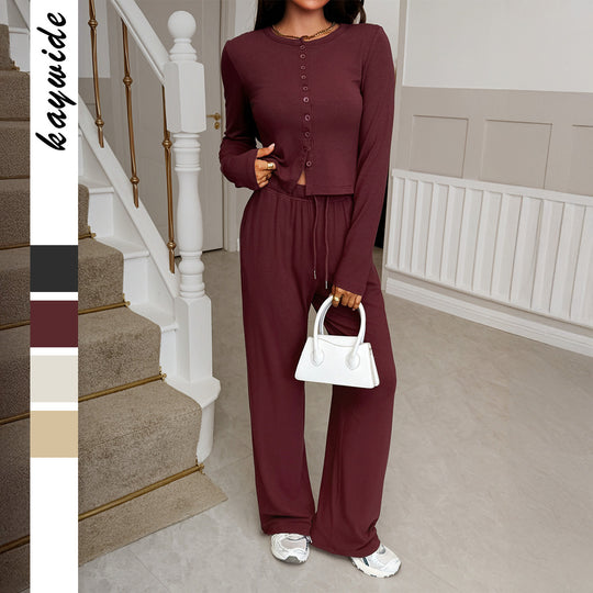 Damen nan cropped Kapuzen-Sweatjacke mit Tunnelzug und hochgeschnittener Palazzo-Hose Shop Nory