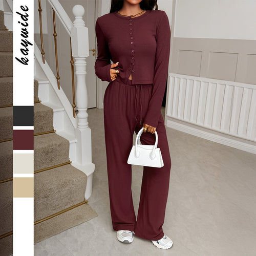 Damen nan cropped Kapuzen-Sweatjacke mit Tunnelzug und hochgeschnittener Palazzo-Hose Shop Nory