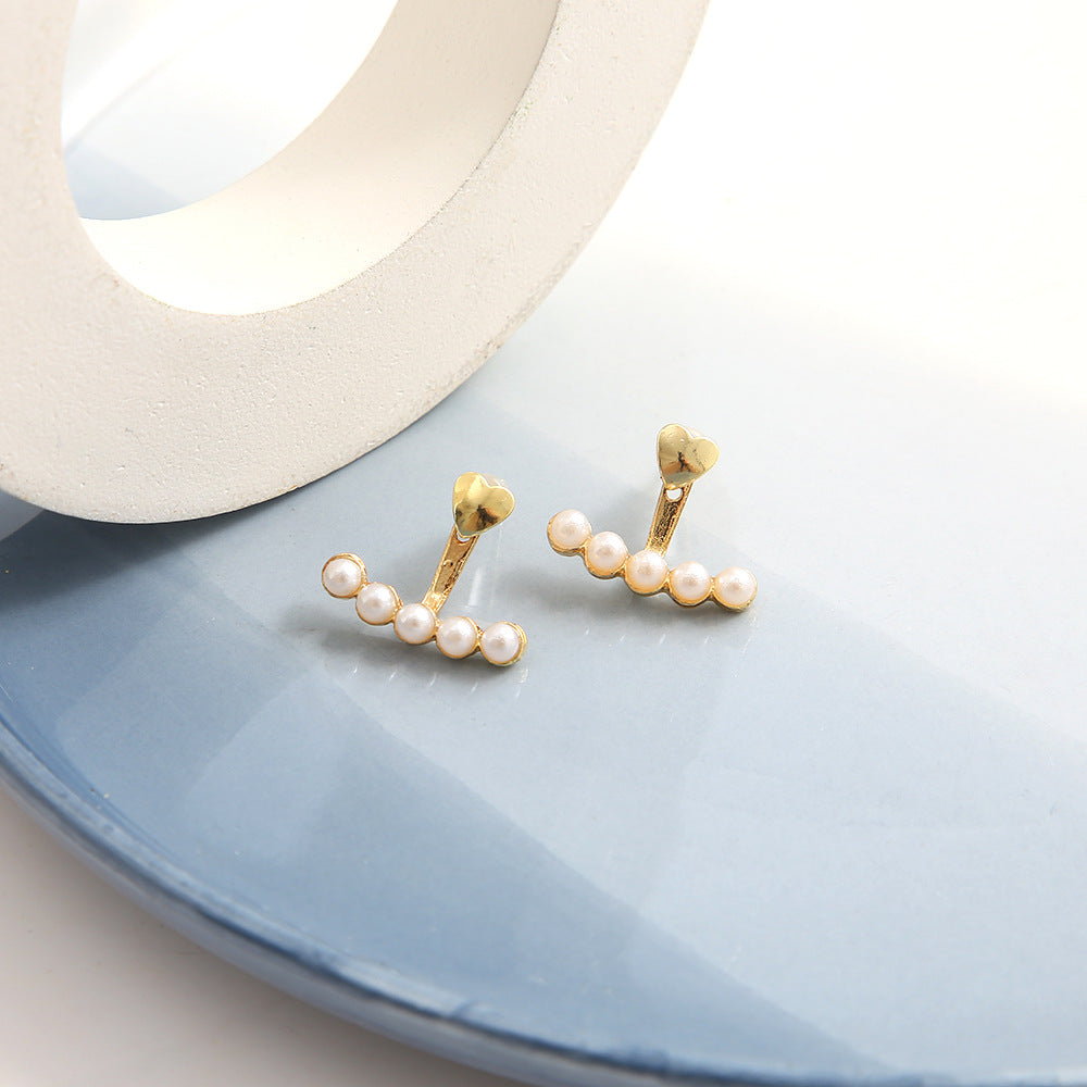 Damen Ohrringe mit herzförmigem Design und Perlenkette Shop Nory