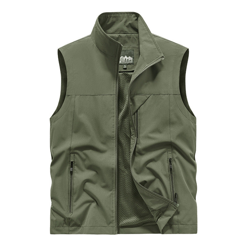 Herren Atmungsaktive Softshell-Utilityweste mit hohem Stehkragen, wasserabweisender Außenlage und mehrfachen Reißverschlusstaschen Shop Nory