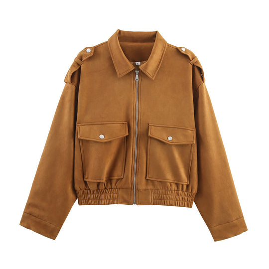 Damen Kurzjacke im Utility‑Bomberstil mit aufgesetzten Pattentaschen, Schulterklappen und elastischem Saum Shop Nory