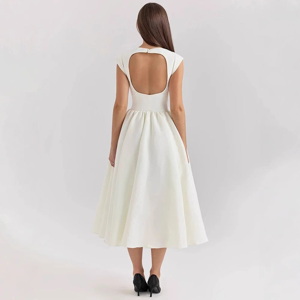 Damen Elegantes A-Linien Cocktailkleid mit Wasserfallausschnitt