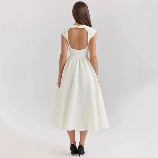 Damen Elegantes A-Linien Cocktailkleid mit Wasserfallausschnitt