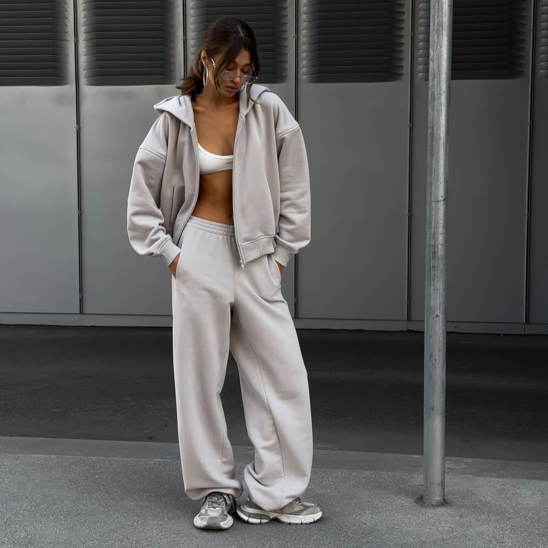 Damen lässiges Kapuzensweatshirt und weite Jogginghose-Set
