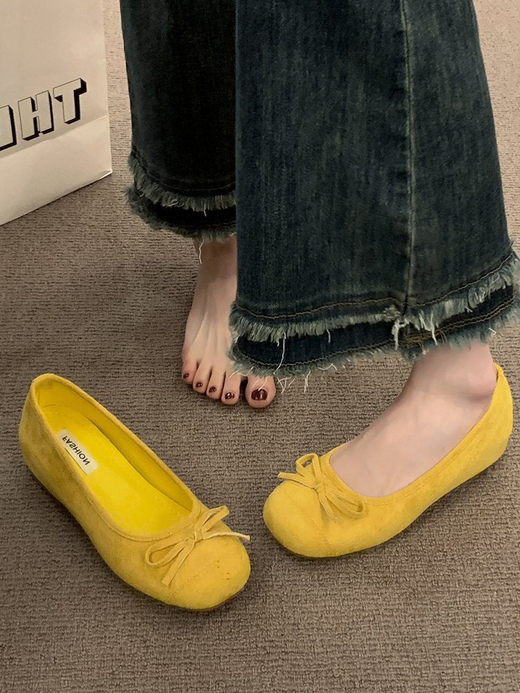 Damen Ballerinas mit dekorativem Schleifendetail und hochwertiger Fleeceaussensohle