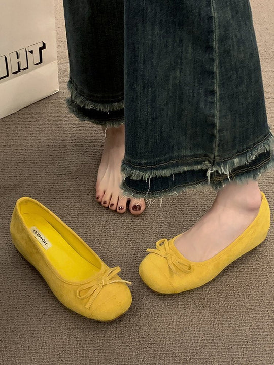 Damen Ballerinas mit dekorativem Schleifendetail und hochwertiger Fleeceaussensohle