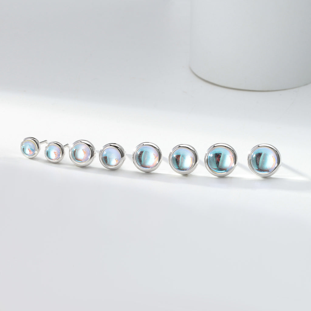 Damen Ohrstecker mit schimmerndem Opal-Effekt und hochwertiger 925 Sterling Silberfassung Shop Nory