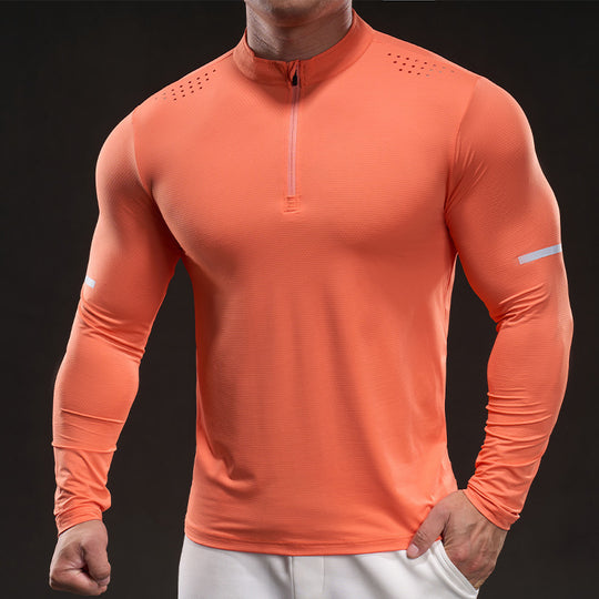 Herren Kompressions-Trainingsshirt mit kurzem Reißverschluss und atmungsaktiver Mesh‑Struktur Shop Nory