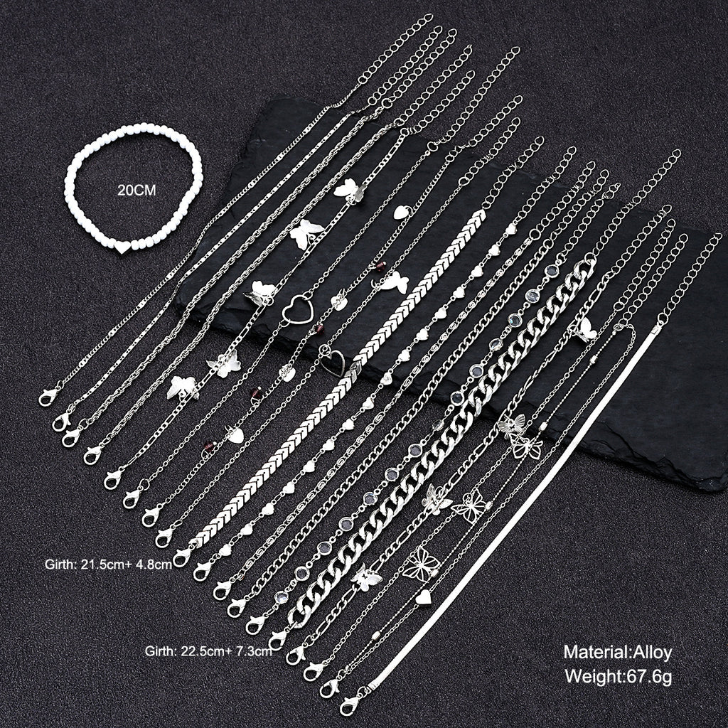 Damen Fußkettchen-Set mit zarten Anhängern und filigranen Designs Shop Nory