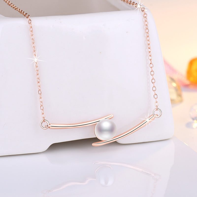 Damen Halskette mit modernem minimalistischen Design und elegantem Perlenanhänger Shop Nory