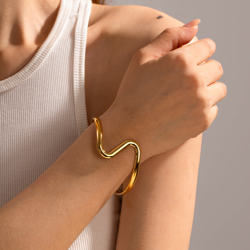 Damen Offenes Armreif im modernen Wellen-Design Shop Nory
