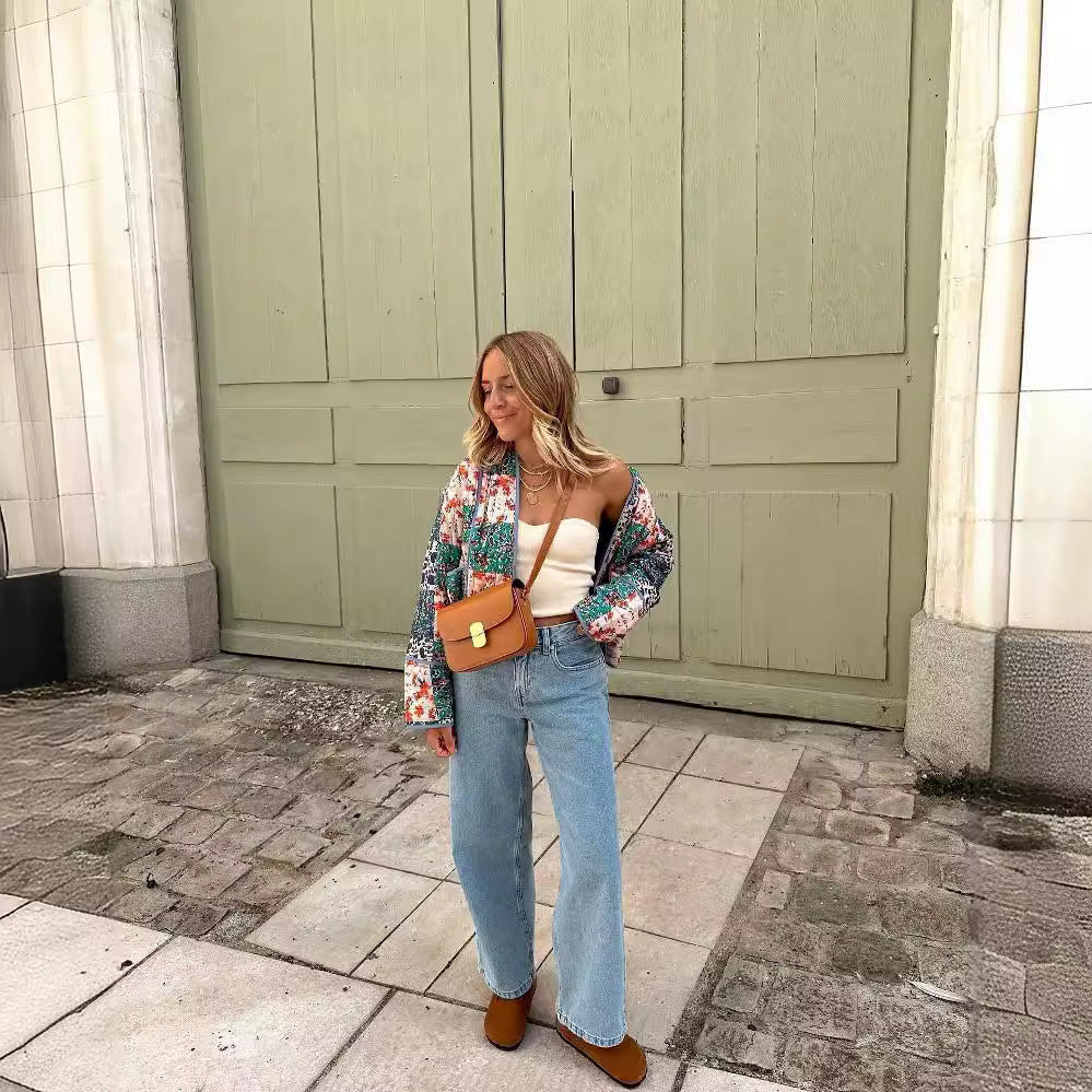 Damen Gepolsterte Patchwork‑Jacke im Kimono‑Stil Shop Nory
