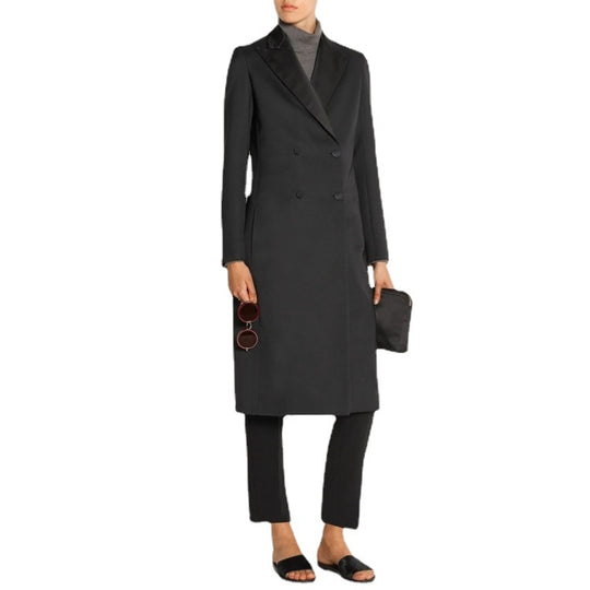 Damen taillierter Longcoat im Smoking‑Look mit Schalkragen Shop Nory