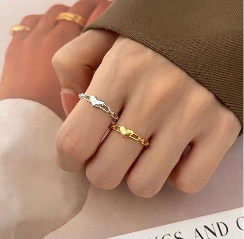 Damen Offener Ring im modernen Herzdesign Shop Nory