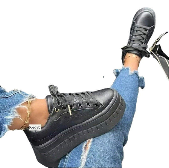 Damen Plateau-Sneaker mit modischem Metallic-Design und rutschfester Sohle