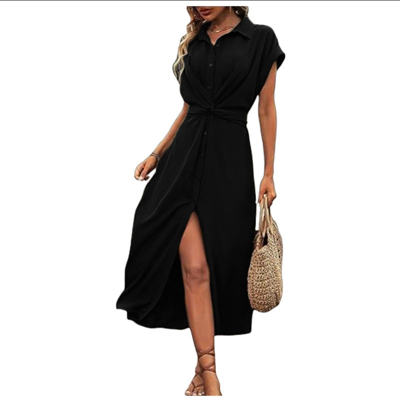 Damen Knielanges Hemdblusenkleid