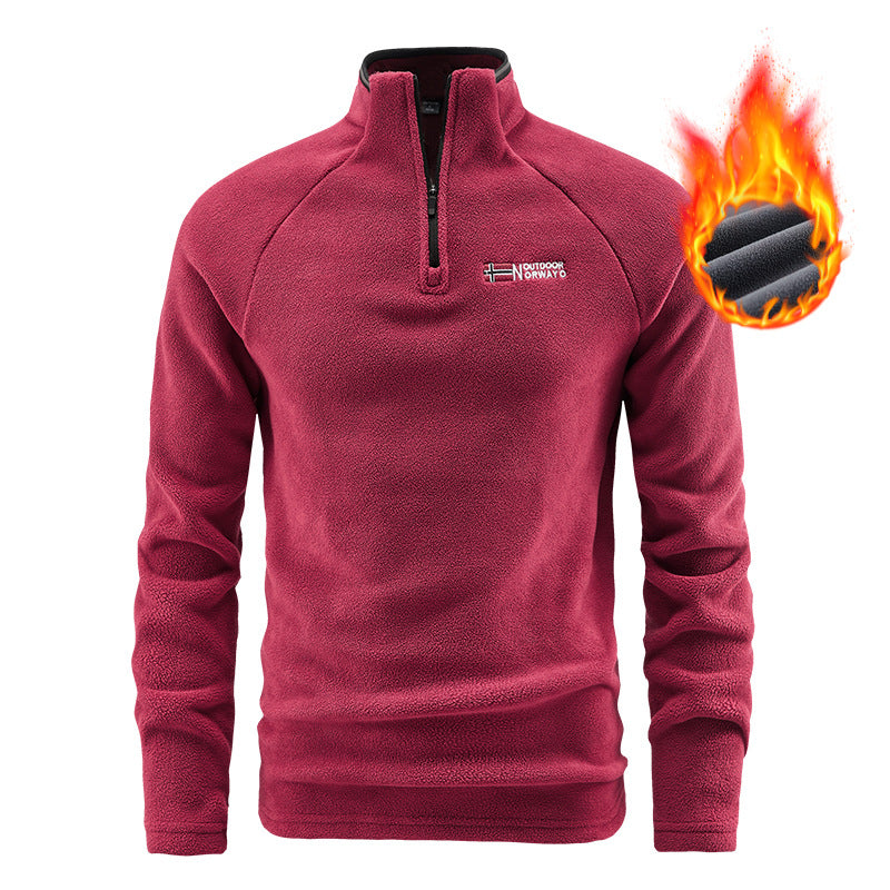 Herren Wärmender Fleecepullover mit kurzem Reißverschluss und Stehkragen Shop Nory