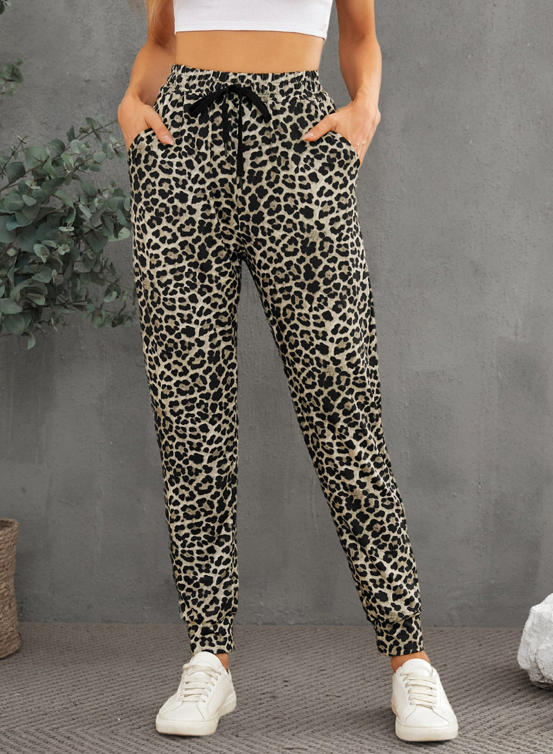 Damen Modische Sporthose im trendigen Leopardenmuster