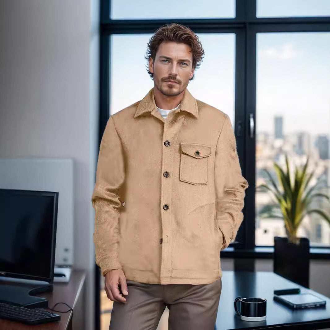 Herren Hemdenjacke aus Wollmix mit aufgesetzter Brusttasche und klassischem Hemdkragen Shop Nory