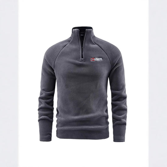 Herren Fleece-Halbzip-Pullover mit hohem Stehkragen und Raglanärmeln Shop Nory