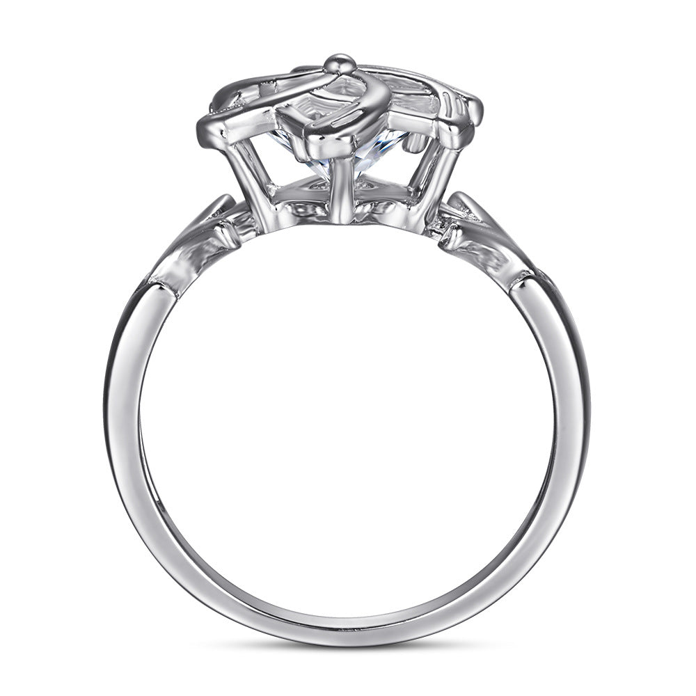 Damen Ring mit floralen Elementen und funkelnden Kristallen Shop Nory