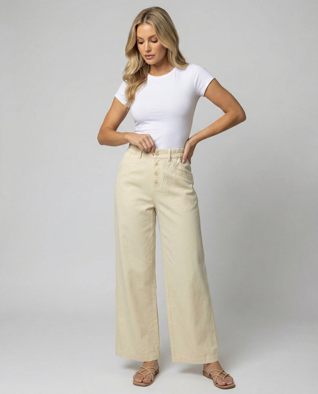 Damen Weite Leinenhose Damen